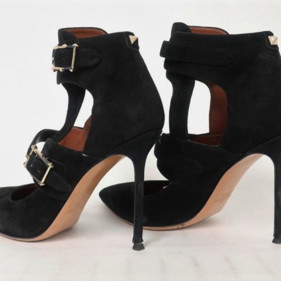 Valentino Hitch On Pump Black Cutout Suede - Picture 4 of 8